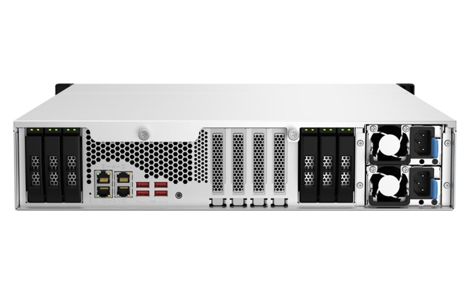 QNAP TS-h1887XU-RP NAS Rack (2U) Ethernet LAN Zwart, Wit E-2334