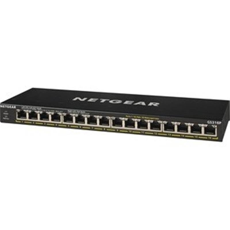 Netgear GS316P Unmanaged Gigabit Ethernet (10/100/1000) Zwart Power over Ethernet (PoE)