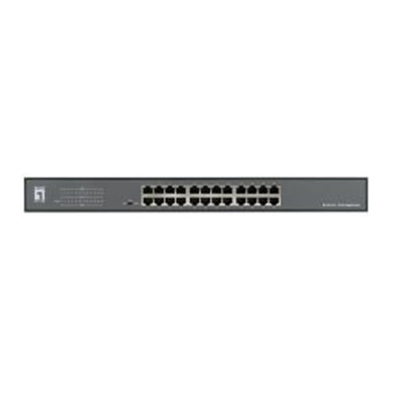 LevelOne Switch 24x GE GEU-2431 19\"" Rack Mount Kit Unmanaged Gigabit Ethernet (10/100/1000) 1U Zwart