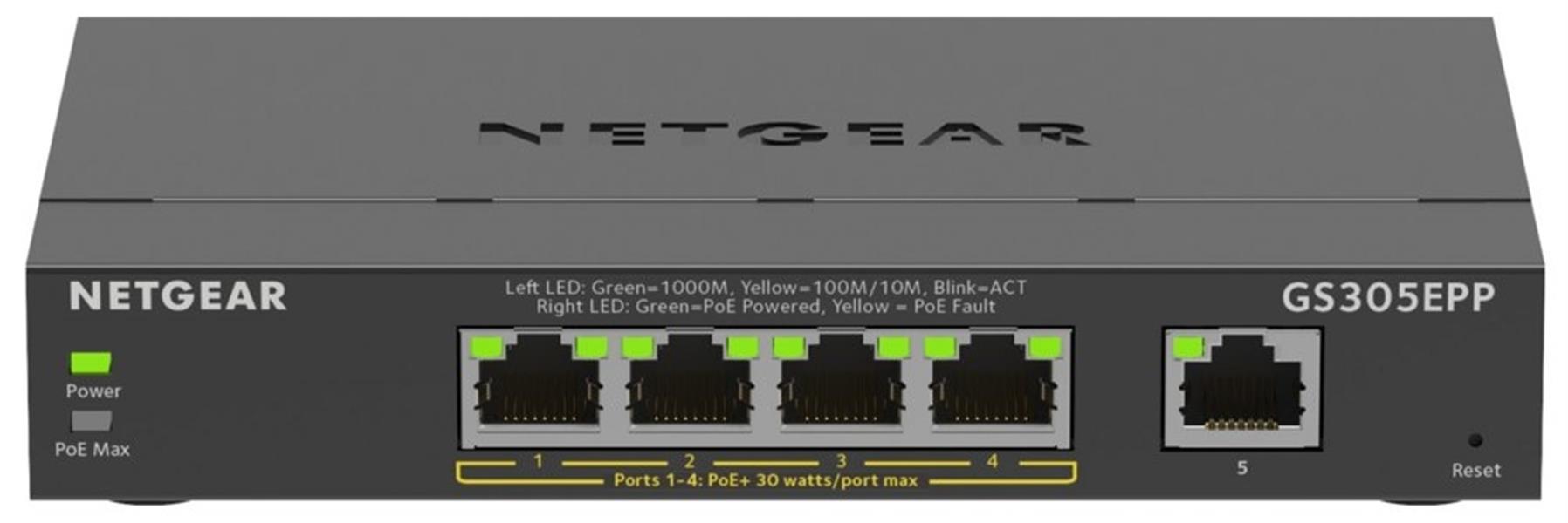 Netgear GS305EPP Managed L2/L3 Gigabit Ethernet (10/100/1000) Zwart Power over Ethernet (PoE)