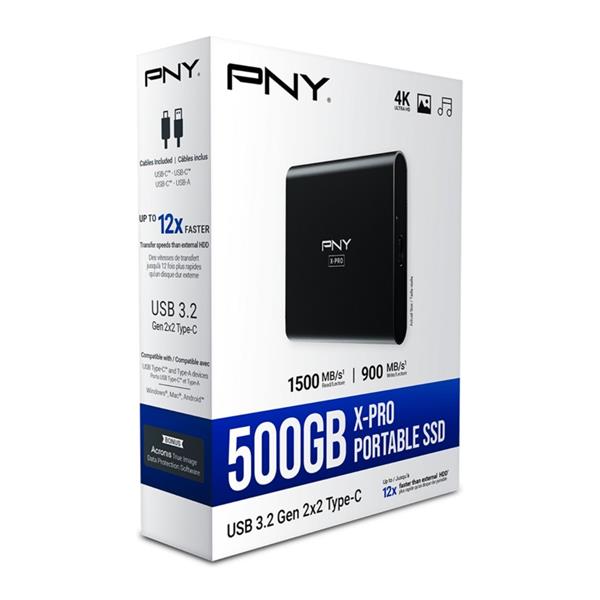 PNY SSDEX USB 3.2 Gen 2/Type-C EliteX-Pro portable SSD 500GB black