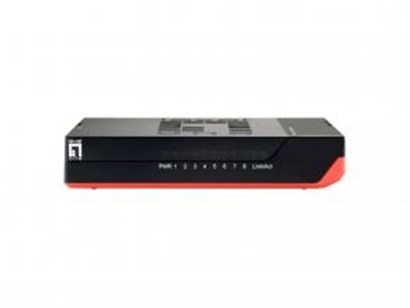 LevelOne GSW-0807 Unmanaged Gigabit Ethernet (10/100/1000) Zwart, Rood