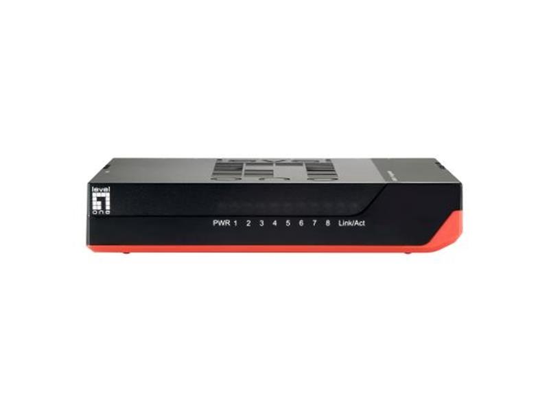 LevelOne GSW-0807 Unmanaged Gigabit Ethernet (10/100/1000) Zwart, Rood