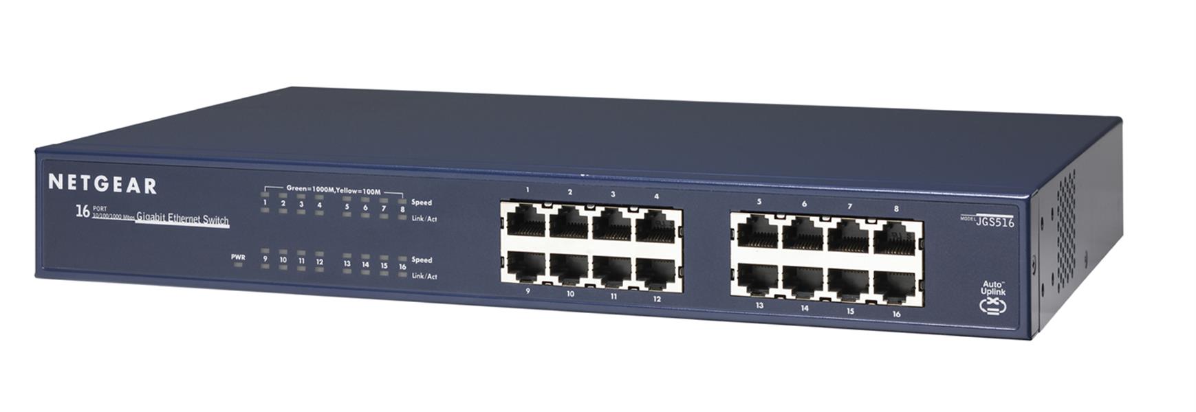 Netgear ProSAFE Unmanaged Switch - JGS516 - 16 Gigabit Ethernet poorten 10/100/1000 Mbps