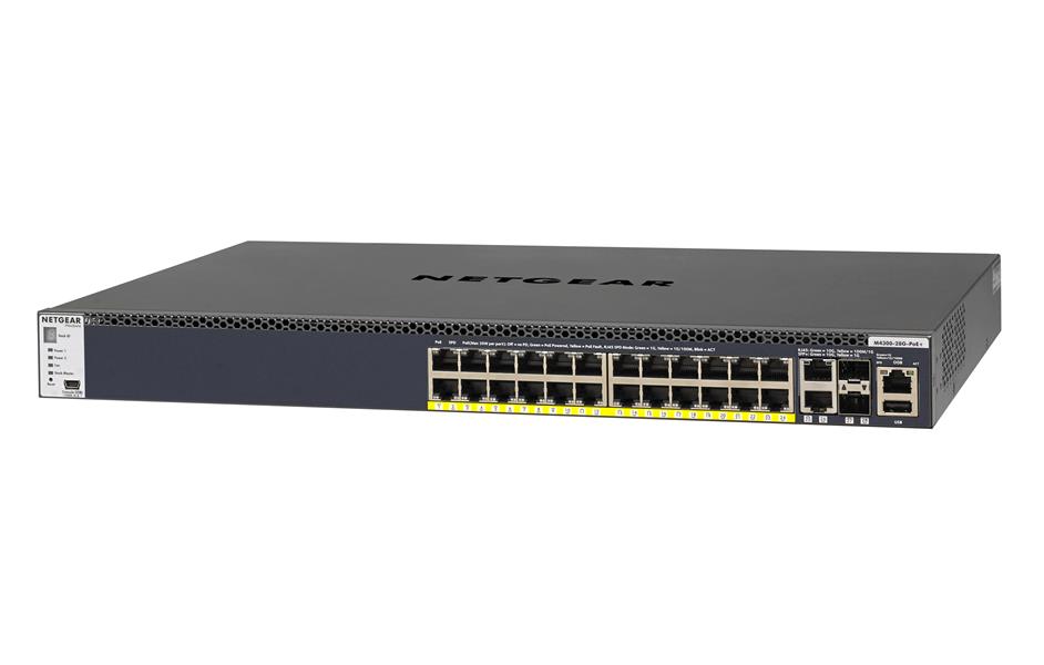 Netgear ProSAFE Managed Switch - GSM4328PA - Stackable platform met 24 PoE+ poorten + 2 x SFP+ en 2 x 10GBASE-T poorten (550W PSU)