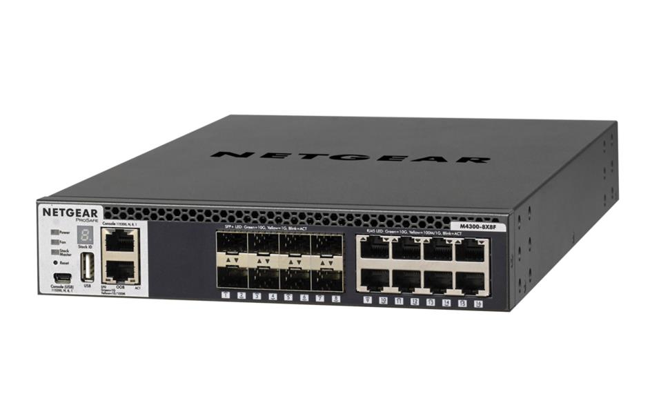 Netgear M4300-8X8F Managed L3 10G Ethernet (100/1000/10000) Zwart 1U