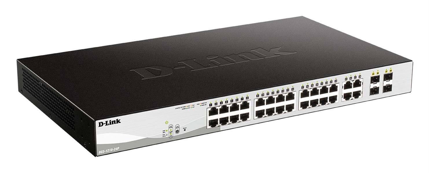 D-Link DGS-1210-24P Managed L2 Gigabit Ethernet (10/100/1000) Power over Ethernet (PoE) Zwart