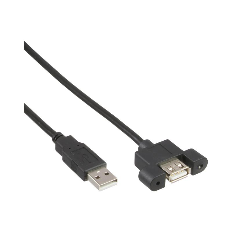 InLine USB 2 0 adapterkabel stekker A naar paneel jack type A 60cm