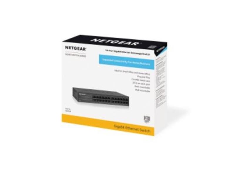 Netgear GS324 Unmanaged Gigabit Ethernet (10/100/1000) Power over Ethernet (PoE) Zwart