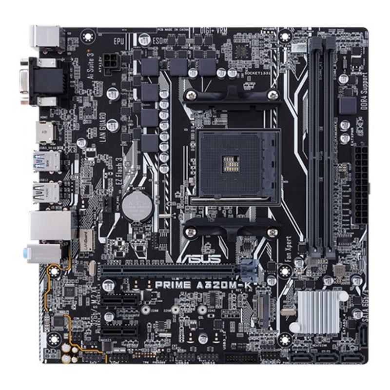 ASUS MB PRIME A320M-K moederbord Socket AM4 Micro ATX AMD A320