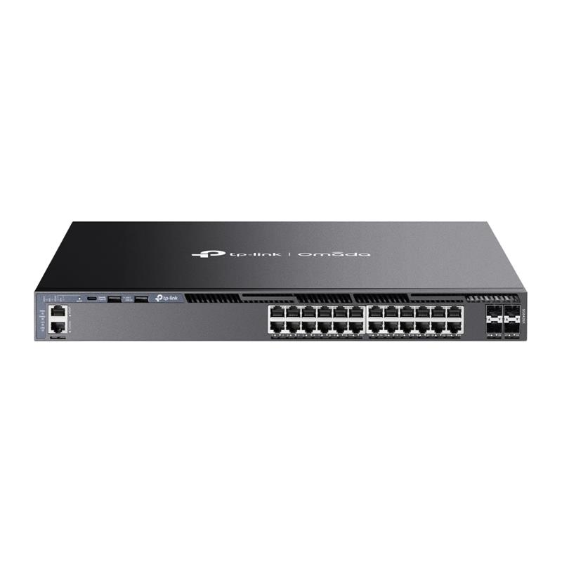 TP-LINK Switch SG6428X 24xGBit /4x10Gbit SFP+ Managed Layer 3 +++ Rack Mountable, Omada SDN, 4 Fans, Layer 3, no PoE