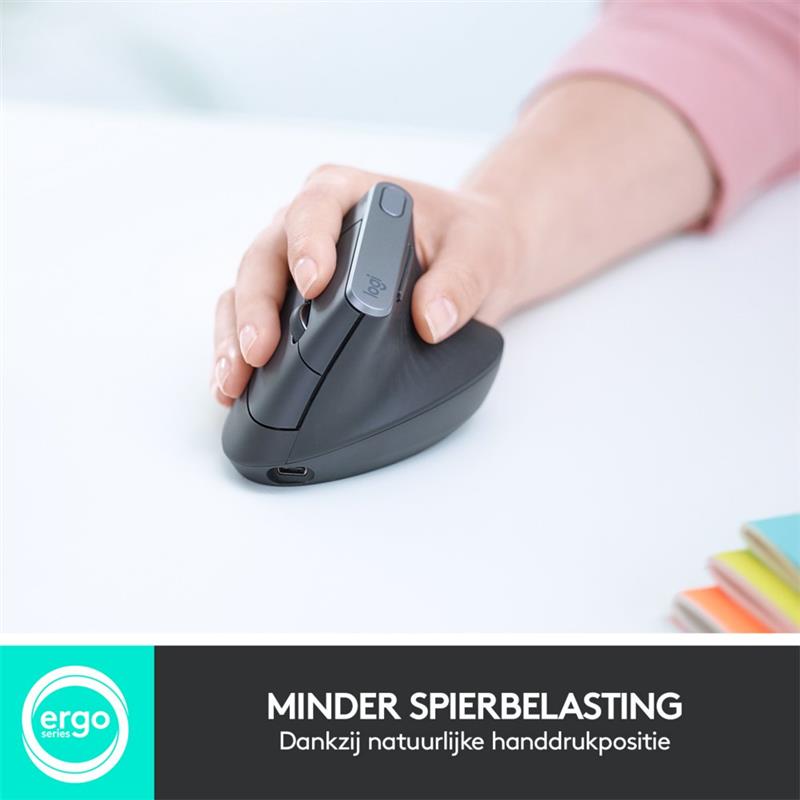 Logitech MX Vertical Advanced Ergonimic muis RF draadloos + Bluetooth Optisch 4000 DPI Rechtshandig