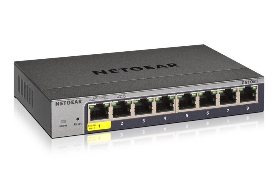 Netgear GS108Tv3 Managed L2 Gigabit Ethernet (10/100/1000) Grijs