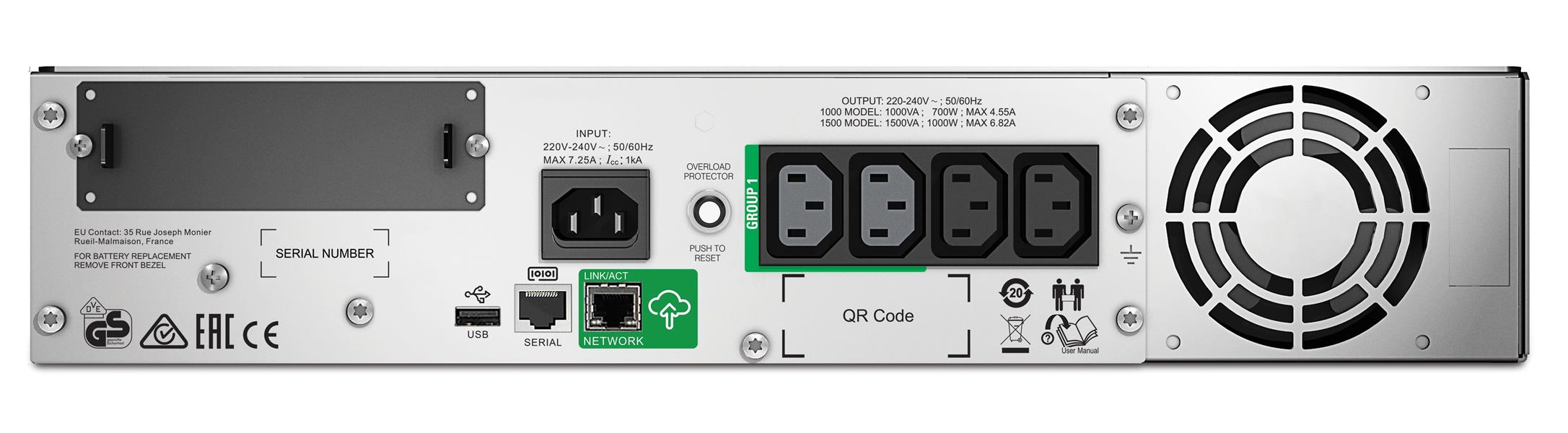 APC Smart-UPS SMT1000RMI2UC Noodstroomvoeding - 4x C13, USB, Rack Mountable, SmartConnect, 1000VA