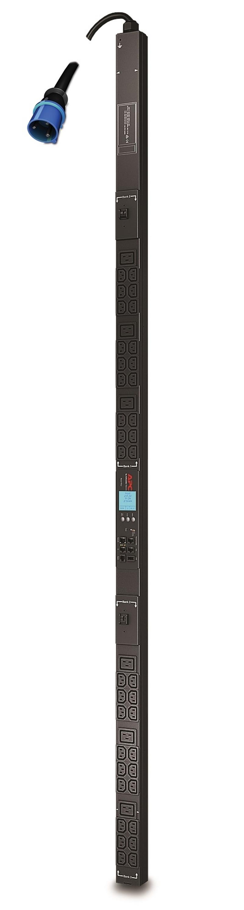 APC Rack PDU, Metered, ZeroU, 32A, 230V, (36x) C13 & (6x) C19, IEC 309 32A stekker