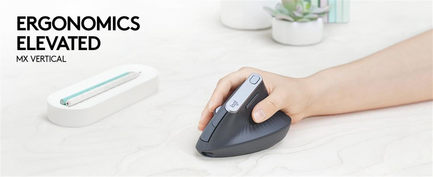 Logitech MX Vertical Advanced Ergonimic muis RF draadloos + Bluetooth Optisch 4000 DPI Rechtshandig