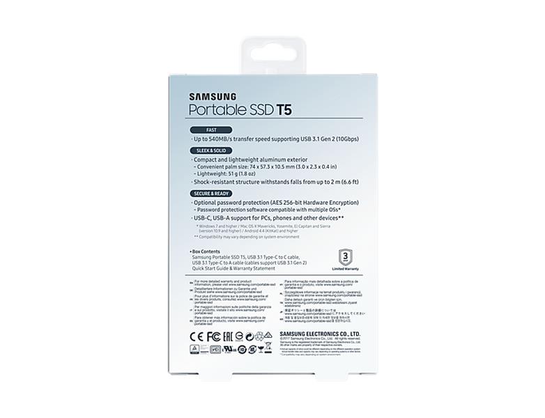 Samsung T5 500 GB Blauw