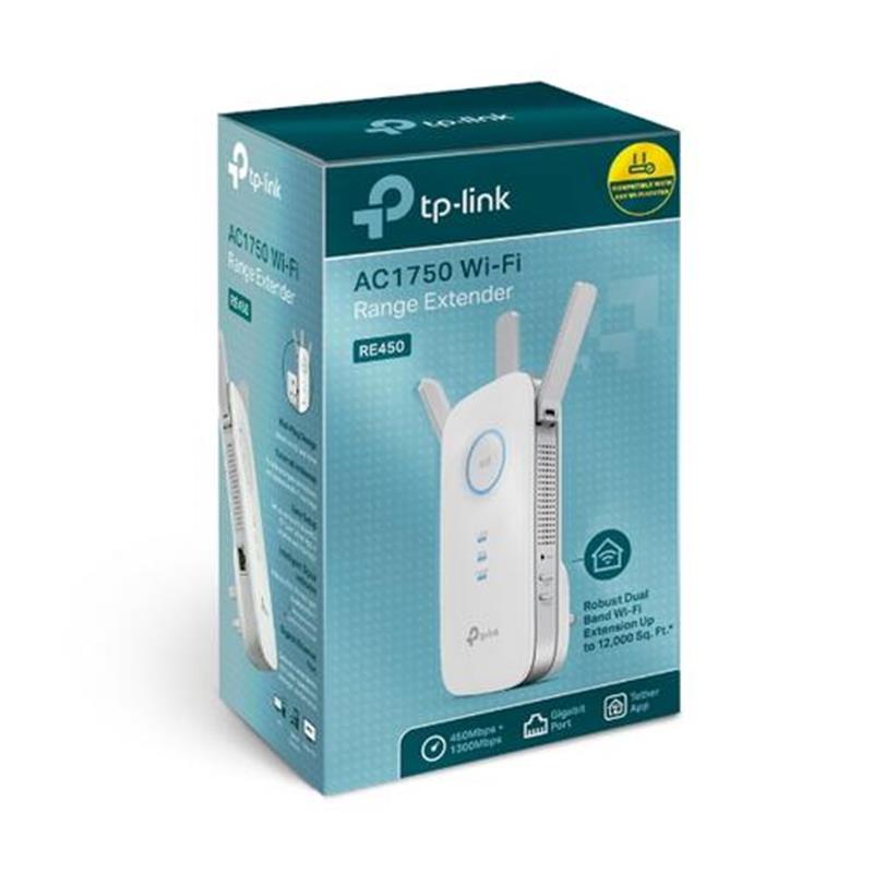 TP-LINK RE450 netwerkextender Netwerkzender Wit 10, 100, 1000 Mbit/s