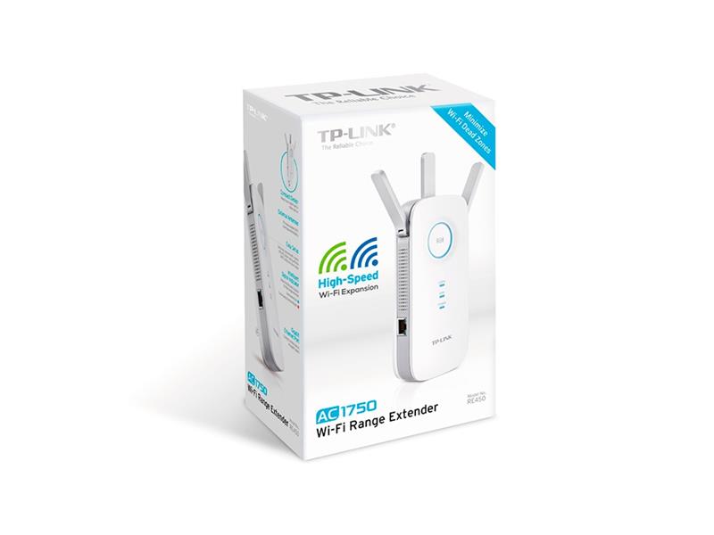 TP-LINK RE450 netwerkextender Netwerkzender Wit 10, 100, 1000 Mbit/s