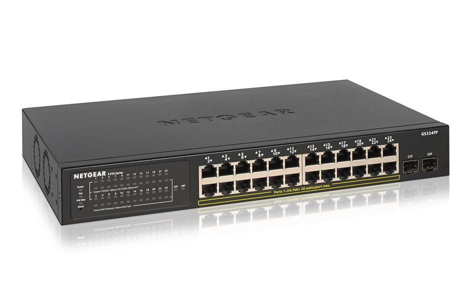 Netgear GS324TP Managed Gigabit Ethernet (10/100/1000) Zwart Power over Ethernet (PoE)