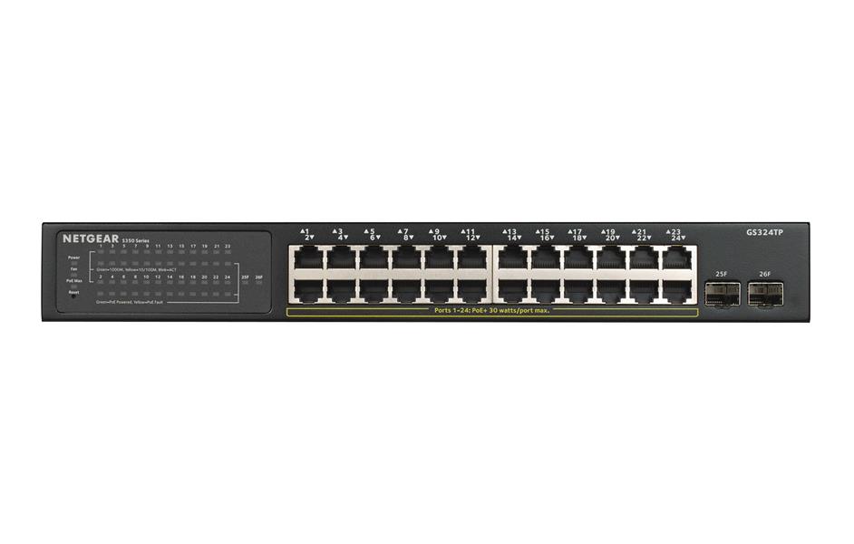 Netgear GS324TP Managed Gigabit Ethernet (10/100/1000) Zwart Power over Ethernet (PoE)