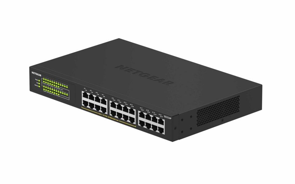 Netgear GS324P Unmanaged Gigabit Ethernet (10/100/1000) Zwart 1U Power over Ethernet (PoE)