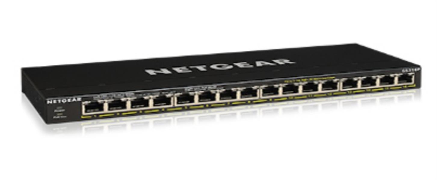 Netgear GS316P Unmanaged Gigabit Ethernet (10/100/1000) Zwart Power over Ethernet (PoE)