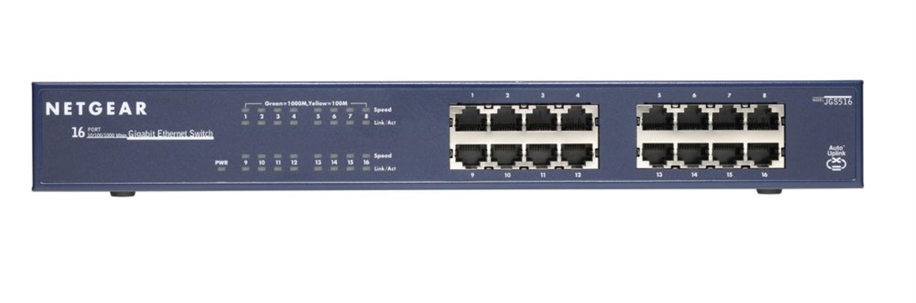 Netgear ProSAFE Unmanaged Switch - JGS516 - 16 Gigabit Ethernet poorten 10/100/1000 Mbps