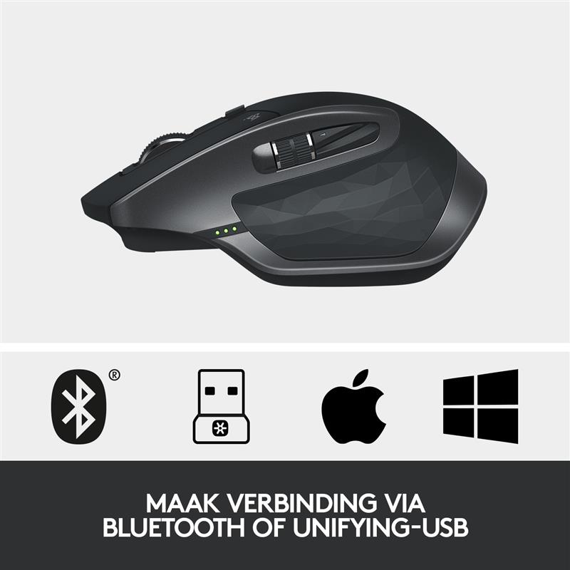 Logitech MX Master 2S Wireless Mouse muis Rechtshandig RF-draadloos + Bluetooth Laser 4000 DPI