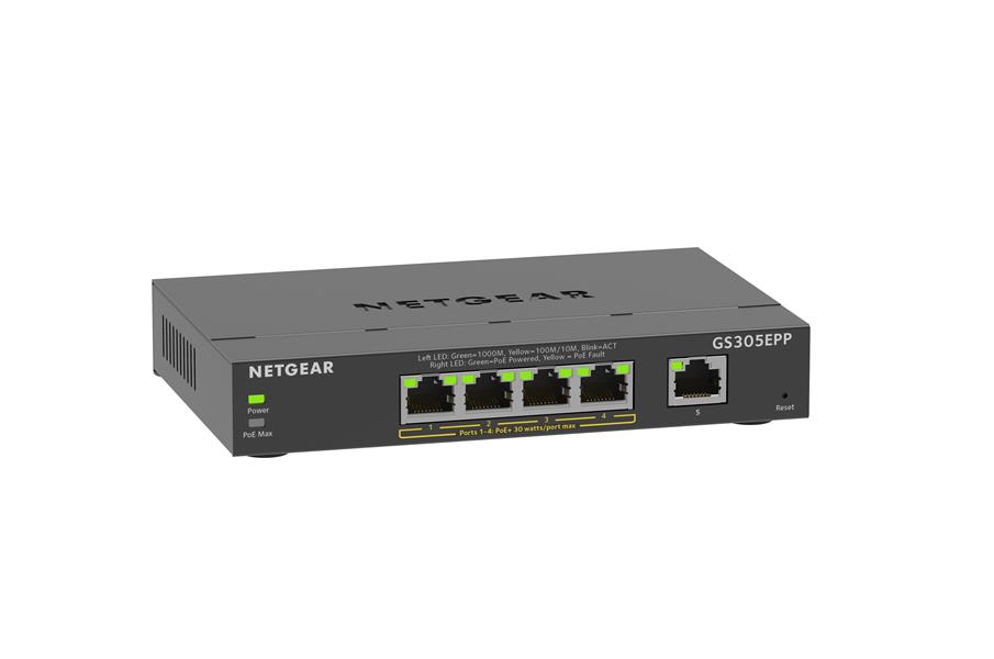 Netgear GS305EPP Managed L2/L3 Gigabit Ethernet (10/100/1000) Zwart Power over Ethernet (PoE)