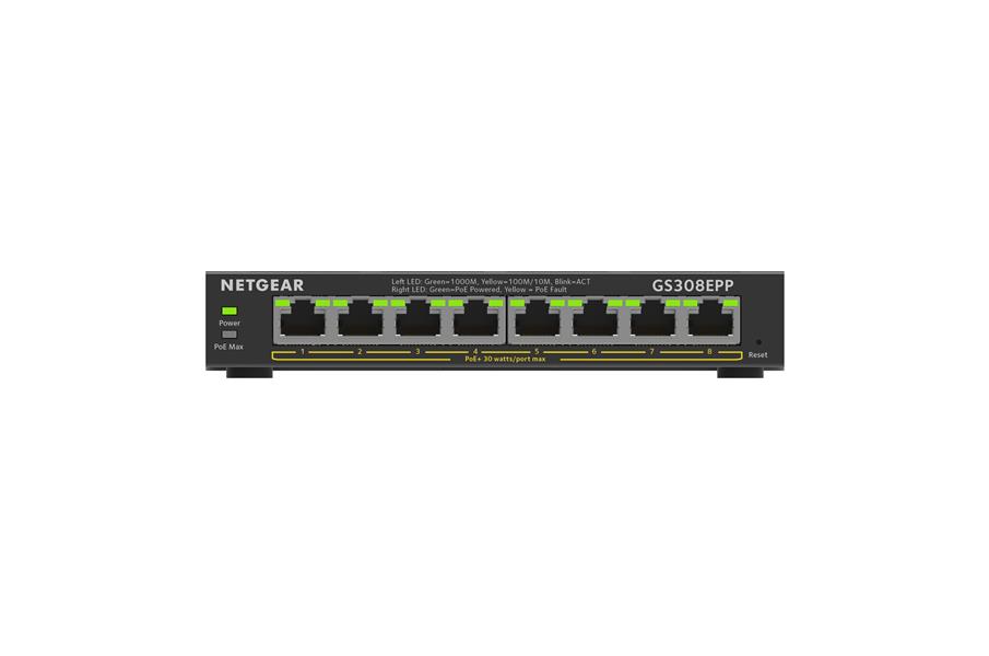 Netgear GS308EPP Managed L2/L3 Gigabit Ethernet (10/100/1000) Zwart Power over Ethernet (PoE)