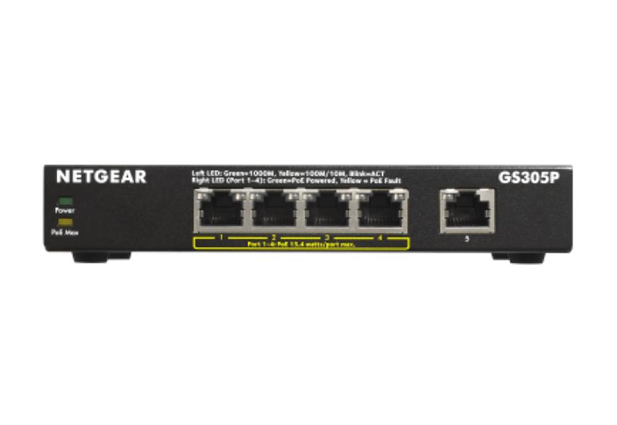 Netgear GS305Pv2 Unmanaged Gigabit Ethernet (10/100/1000) Power over Ethernet (PoE) Zwart