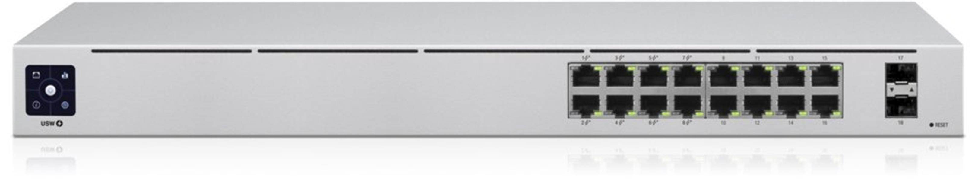 Ubiquiti Networks UniFi 16-Port PoE Managed L2 L3 Gigabit Ethernet 10 100 1000 Power over Ethernet PoE 1U Zilver