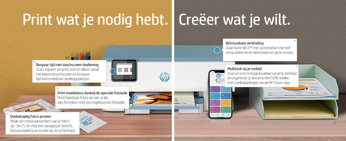 HP ENVY Inspire 7221e All-in-One printer, Kleur, Printer voor Home, Printen, kopiëren, scannen, Draadloos; Geschikt voor Instant Ink; Dubbelzijdig afd