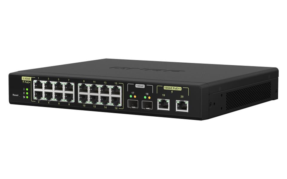 QNAP QSW-M2116P-2T2S netwerk-switch Managed L2 2.5G Ethernet Power over Ethernet (PoE) Zwart