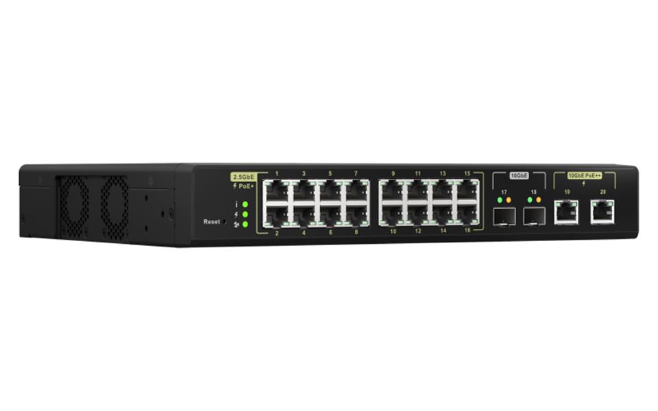 QNAP QSW-M2116P-2T2S netwerk-switch Managed L2 2.5G Ethernet Power over Ethernet (PoE) Zwart