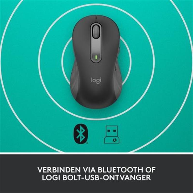 Logitech Signature M650 L Linkshandige Draadloze Muis - Voor grotere, linkerhanden, 2 jaar batterijduur, stil klikken, aanpasbare zijknoppen, Bluetoot