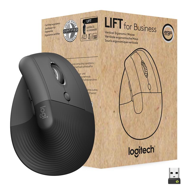 Logitech Lift for Business muis Rechtshandig RF-draadloos + Bluetooth Optisch 4000 DPI