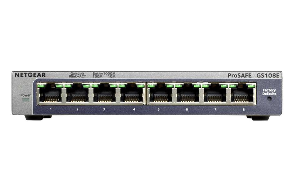 Netgear ProSAFE Unmanaged Plus Switch - GS108E - 8 Gigabit Ethernet poorten