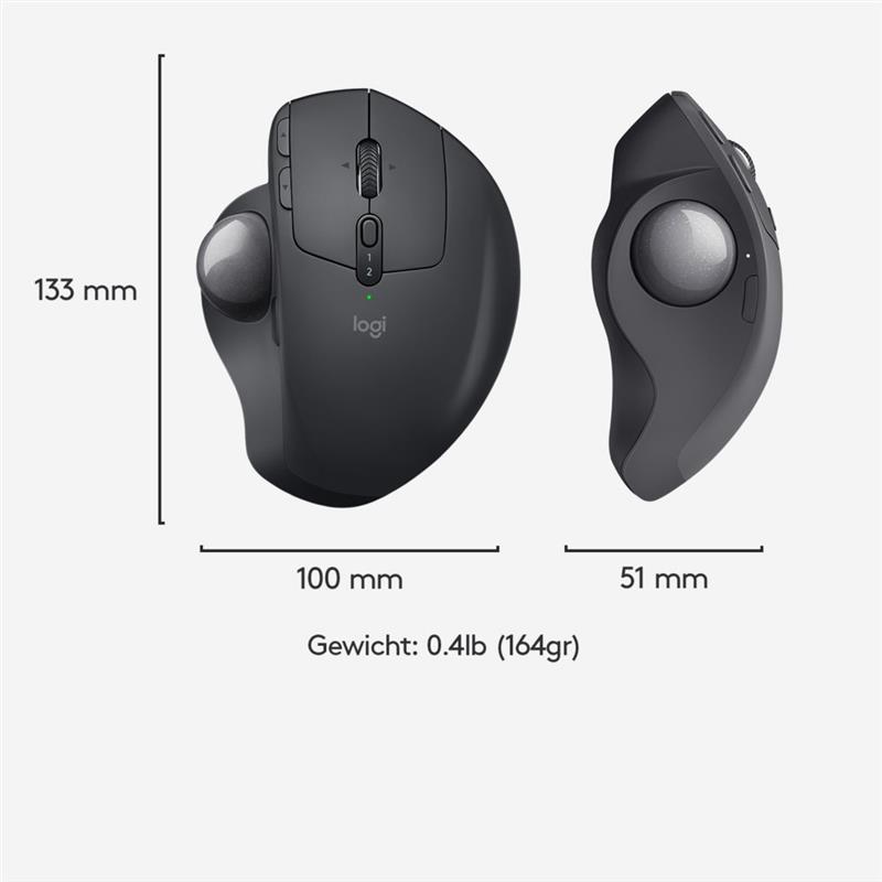 Logitech MX Ergo muis RF draadloos + Bluetooth Trackball 440 DPI Rechtshandig