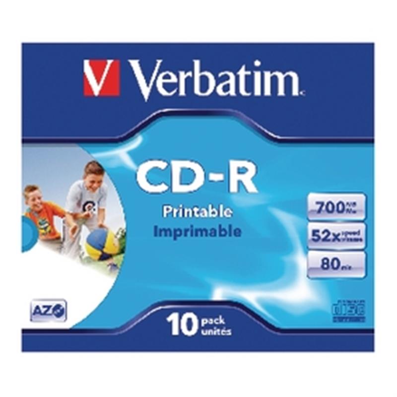 Verbatim CD-R AZO Wide Inkjet Printable 700 MB 10 stuk(s)