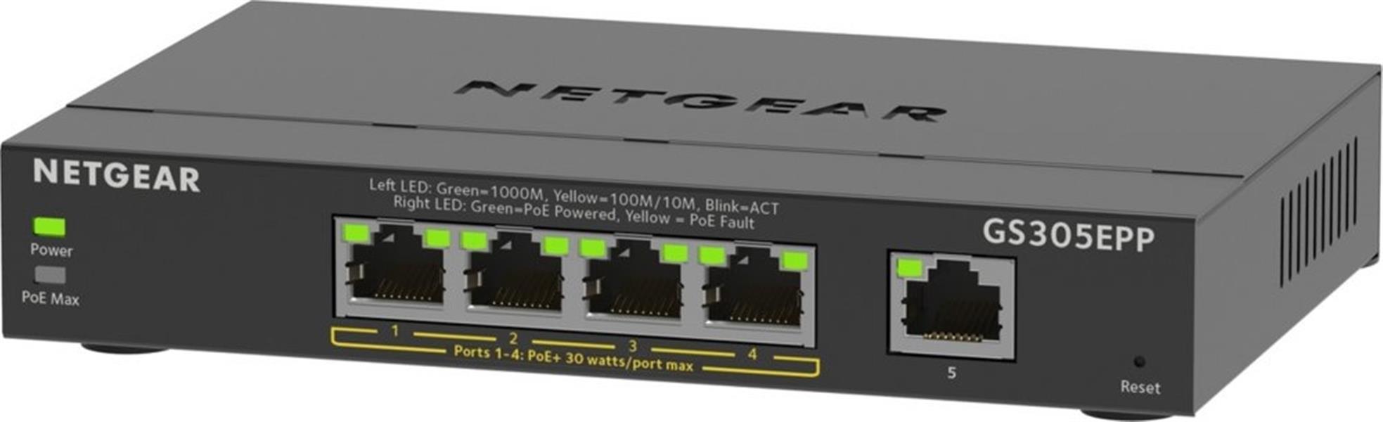 Netgear GS305EPP Managed L2/L3 Gigabit Ethernet (10/100/1000) Zwart Power over Ethernet (PoE)