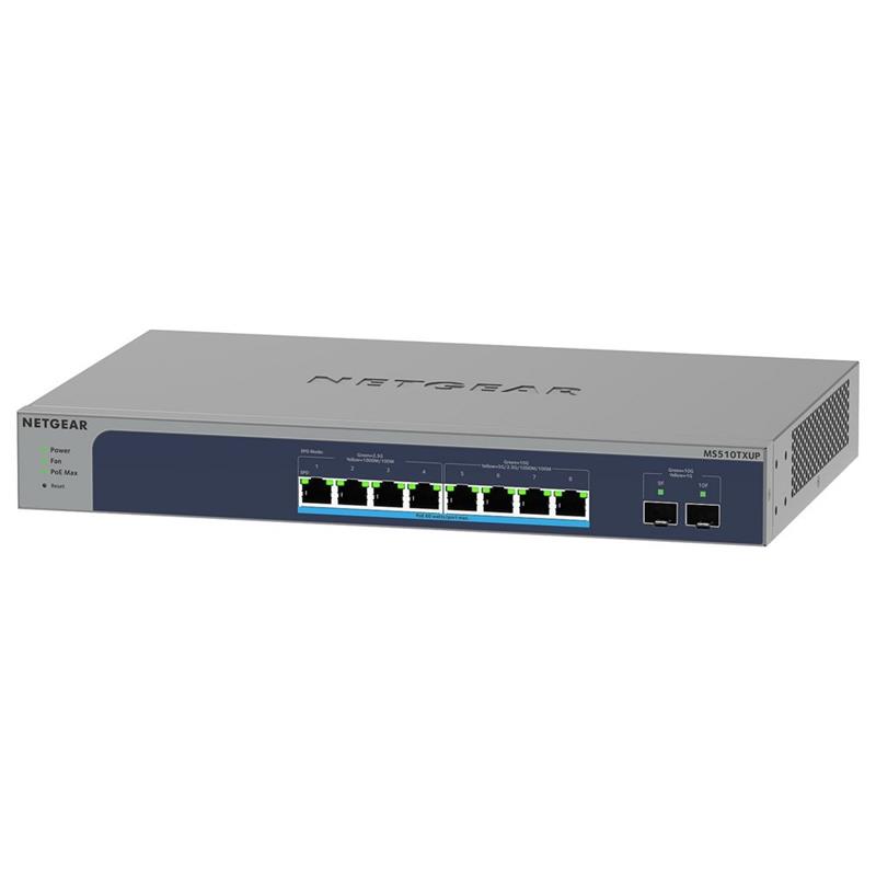 Netgear MS510TXUP netwerk-switch Managed L2/L3/L4 10G Ethernet (100/1000/10000) Power over Ethernet (PoE) Grijs, Blauw