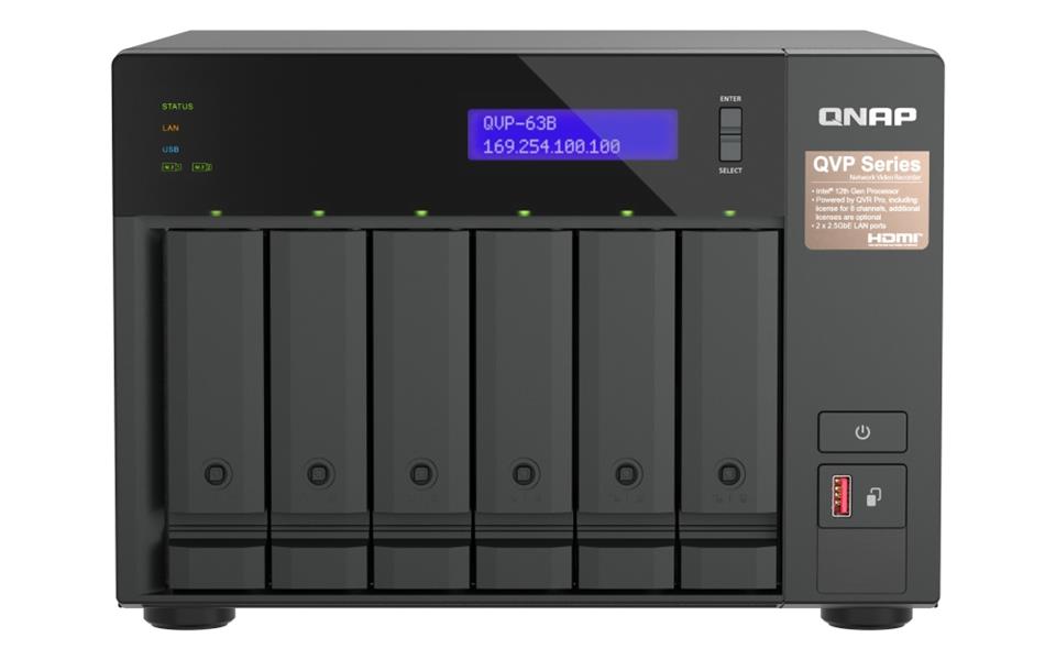 QNAP QVP-63B data-opslag-server NAS Tower Ethernet LAN Zwart