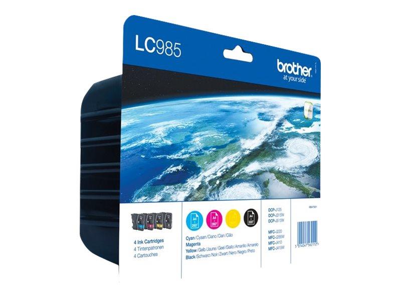 Brother LC-985VALBPDR inktcartridge Origineel Zwart, Cyaan, Magenta, Geel Multipack 4 stuk(s)