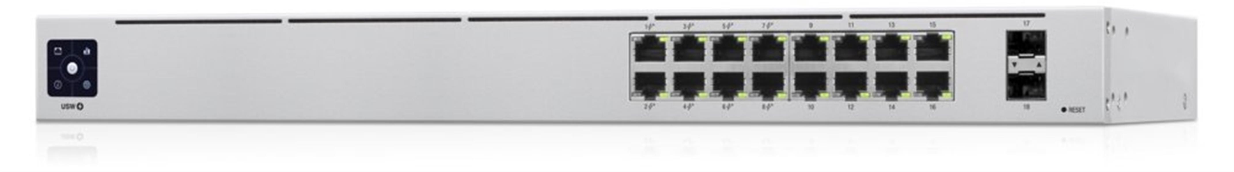 Ubiquiti Networks UniFi 16-Port PoE Managed L2 L3 Gigabit Ethernet 10 100 1000 Power over Ethernet PoE 1U Zilver