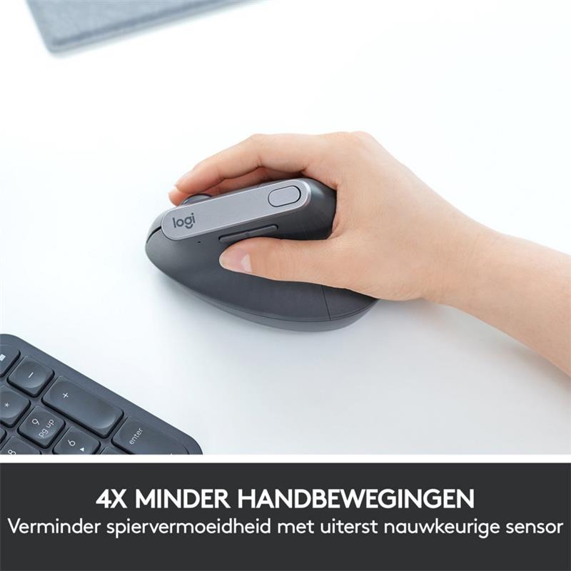 Logitech MX Vertical Advanced Ergonimic muis RF draadloos + Bluetooth Optisch 4000 DPI Rechtshandig
