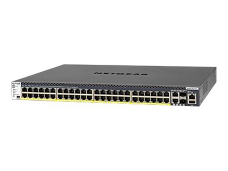 NETGEAR ProSAFE Managed Switch - GSM4352PB - Stackable platform met 48 PoE+ poorten + 2 x SFP+ en 2 x 10GBASE-T poorten (1000W PSU)